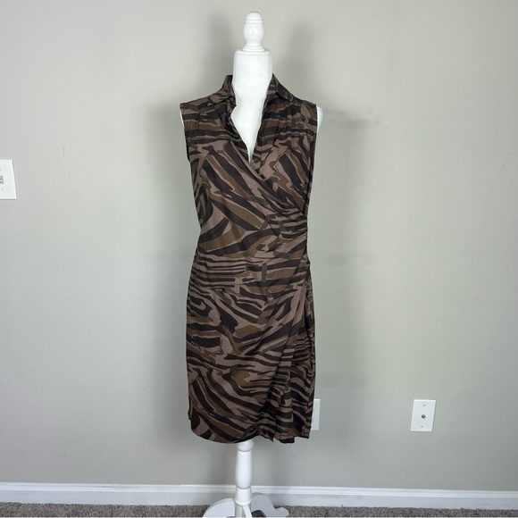 WEEKEND MAXMARA SLEEVELESS VNECK SHIFT DRESS IN BROWN SIZE 8 - Picture 2 of 15
